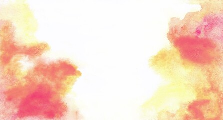 Purplish pink, Orange and yellow watercolor stains, splashes on a white background.  Hand-drawn backgrounds. The basis for postcards, wallpapers, cards, elements for design.