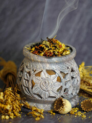 spiritual smoking  with herbs and tree resins