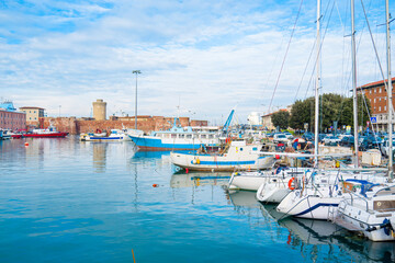 Livorno, Tuscany: Port of Livorno, one of the largest Italian seaports and one of the largest...