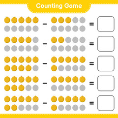 Counting game, count the number of Honey Melon and write the result. Educational children game, printable worksheet, vector illustration