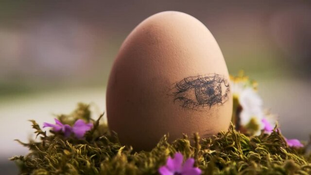 Decorated Easter egg with the image of the eye. Easter holiday.