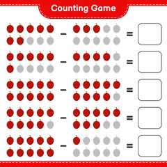 Counting game, count the number of Ita palm and write the result. Educational children game, printable worksheet, vector illustration
