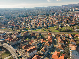 Obraz premium Aerial view of city of Stara Zagora, Bulgaria