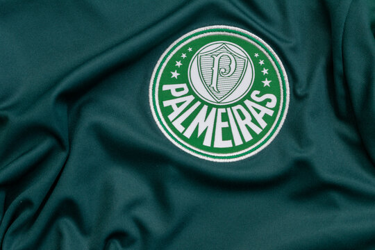 T-shirt Of The Soccer Team Sociedade Desportiva Palmeiras, Which Disputes The Final Of The Copa Libertadores De América. Selective Focus.