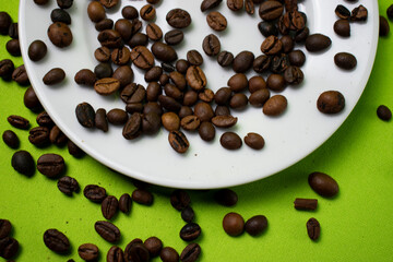coffee beans on white plate
