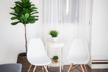 white chairs in waiting area