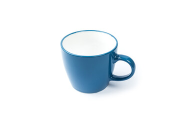 blank ceramic colored cup isolated over white background. teacup cut out