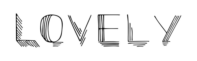 Love and romantic lettering for Happy Valentine's Day. Vector illustration. Handwritten phrase for greeting card, prints, stickers or social media.