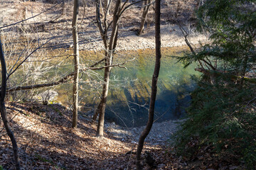 Blue green water down the way