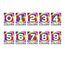 1 to 10 Digit Colors Company Business Logo Design Concept
