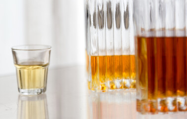 Alcoholic spirits and drinks concept background, with copy space