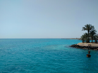 Beautiful view sea and Palm Tree island.