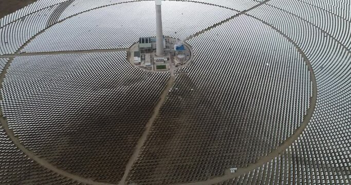 Aerial Photo Of A Solar Thermal Power Plant. Gonghe County, Hainan Tibetan Autonomous Prefecture, Qinghai, China