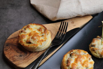 A platter of Cheesy Mushroom croustades or Cheesy Mushroom Discs