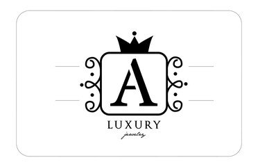A simple monogram alphabet letter logo in black and white. Creative icon design with king crown for luxury company and business