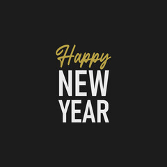 Happy new year typography sign. Vector Lettering Composition. Holiday design for greeting card.