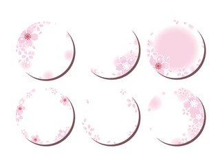 桜の花のイラストフレーム、セット
