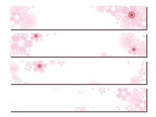 桜の花のイラストフレーム、セット