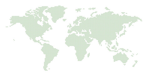 角丸正方形のドットでできた世界地図　大西洋中心 グリーン