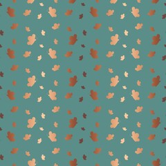 Seamless pattern with copper gold Butterflies on a dark green background. Hand drawn silhouette animals illustration for fashion prints, elegant packaging, paper goods