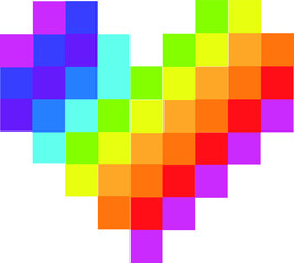 Rainbow heart symbol Square rail to each other On a white background