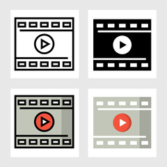 Movie film icon vector design in filled, thin line, outline and flat style.