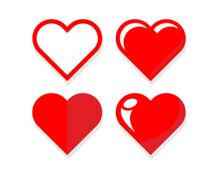 Valentine heart shape icons set. Vector on transparent background