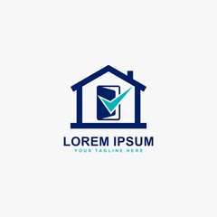 Home and checklist logo design vector. Real estate logo sign.