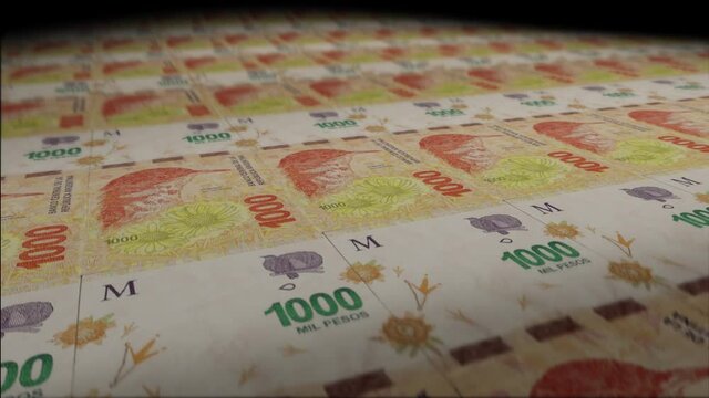 imprimiendo billetes argentinos de 1000