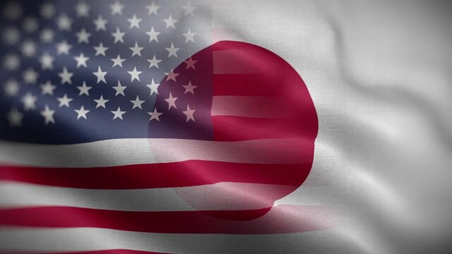 USA Japan Flag Mix Textured Waving Front Background HD