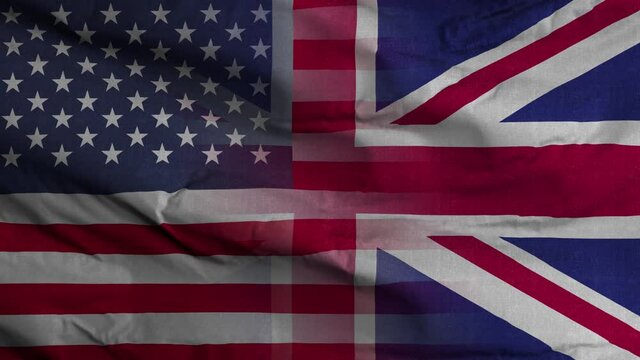 USA UK Flag Mix Textured Waving Background 4K