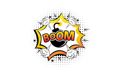 Illustration of the comic style of Boom wording template design