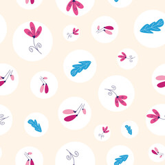 Floral botanical seamless patterns. Vector design for paper, cover, wallpaper, fabric, textile, interior decor and other project.
