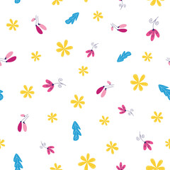 Floral botanical seamless patterns. Vector design for paper, cover, wallpaper, fabric, textile, interior decor and other project.