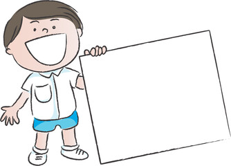 vector cartoon school kid holding card border set