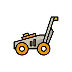 lawn mower coloured icon vector