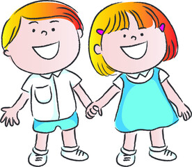 vector cartoon school kids boy and girl