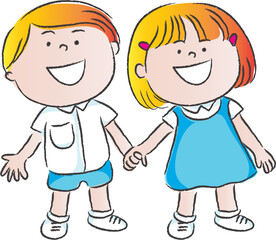vector cartoon school kids boy and girl