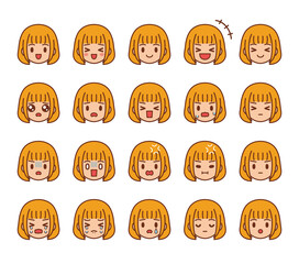 顔　アイコン　女性　ボブヘア　02