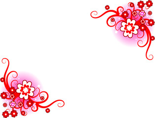 vector flowers heart shape background card frame border