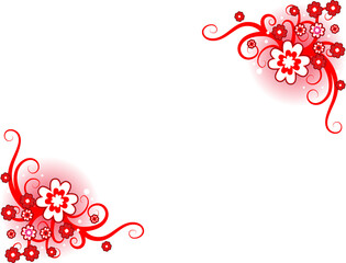 vector flowers heart shape background card frame border