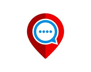 Red pin location with bubble chat inside