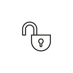 Open lock icon. Simple line style for web template and app. Security, black, business, button, code, computer, element, keyhole, vector illustration design on white background. EPS 10
