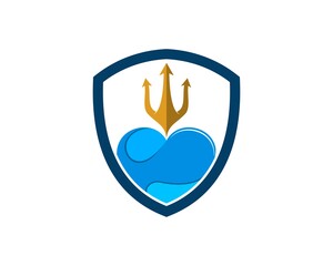 Simple shield with abstract water and trident