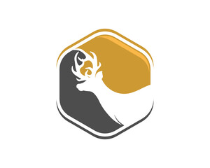 Deer head in the hexagon logo