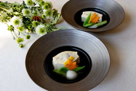Hasami-ni (Boiled with Interposing Stuffs) of Koya Dofu, Japanese Food