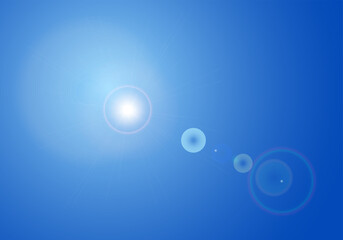 Illustration of sunlight shining in a blue sky. Vector illustration on white background.