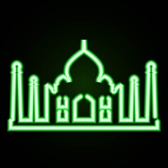 India taj mahal neon icon. Vector illustration symbol, ready to use, for banner, website, print promotional.