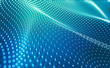 Abstract background. Molecules technology with polygonal shapes, connecting dots and lines. Connection structure. Big data visualization.
