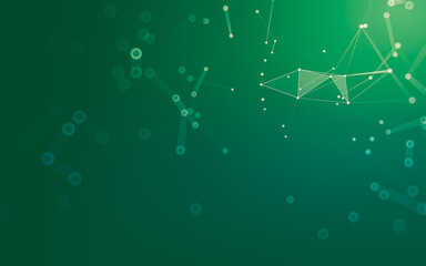 Abstract background. Molecules technology with polygonal shapes, connecting dots and lines. Connection structure. Big data visualization.